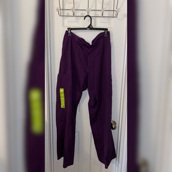 Scrubstar Pants - Eggplant Drawstring Cargo Pants